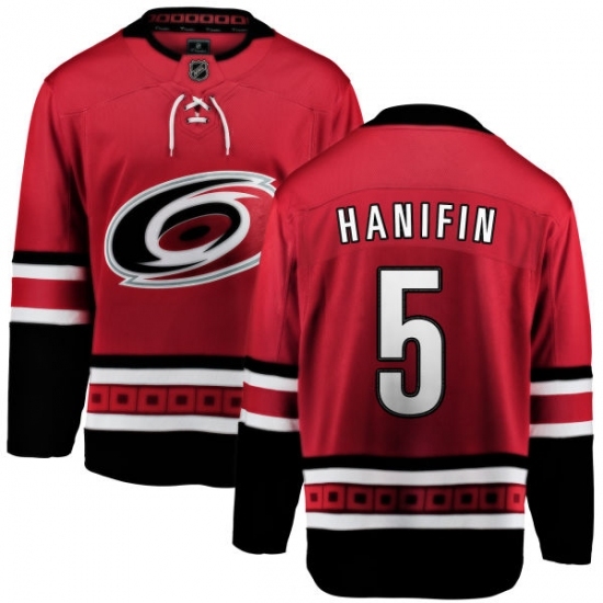 Men's Carolina Hurricanes #5 Noah Hanifin Fanatics Branded Red Home Breakaway NHL Jersey Men's Carolina Hurricanes #5 Noah Hanifin Fanatics Branded Red Home Breakaway NHL Jersey
