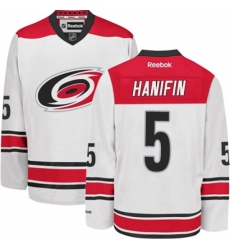 Men's Reebok Carolina Hurricanes #5 Noah Hanifin Authentic White Away NHL Jersey Men's Reebok Carolina Hurricanes #5 Noah Hanifin Authentic White Away NHL Jersey