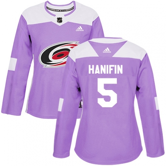 Women's Adidas Carolina Hurricanes #5 Noah Hanifin Authentic Purple Fights Cancer Practice NHL Jersey Women's Adidas Carolina Hurricanes #5 Noah Hanifin Authentic Purple Fights Cancer Practice NHL Jersey
