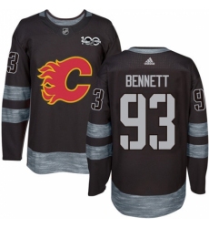Men's Adidas Calgary Flames #93 Sam Bennett Authentic Black 1917-2017 100th Anniversary NHL Jersey