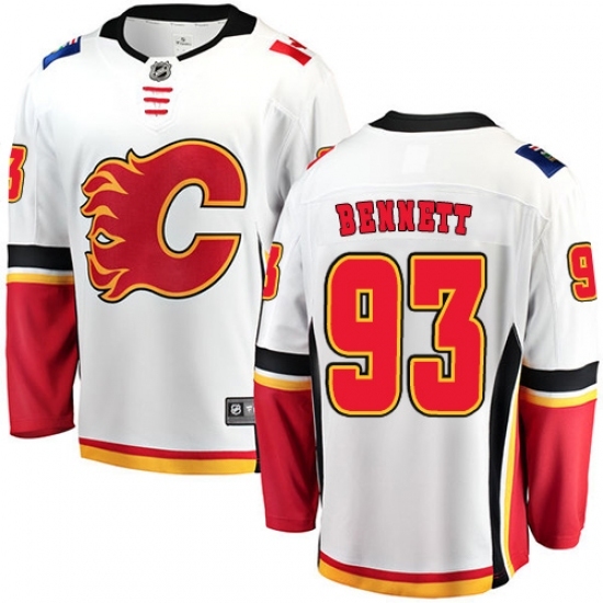 Men's Calgary Flames #93 Sam Bennett Fanatics Branded White Away Breakaway NHL Jersey Men's Calgary Flames #93 Sam Bennett Fanatics Branded White Away Breakaway NHL Jersey