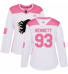 Women's Adidas Calgary Flames #93 Sam Bennett Authentic White/Pink Fashion NHL Jersey