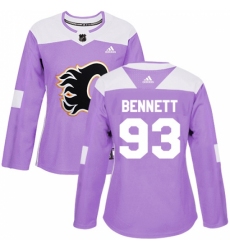 Women's Reebok Calgary Flames #93 Sam Bennett Authentic Purple Fights Cancer Practice NHL Jersey