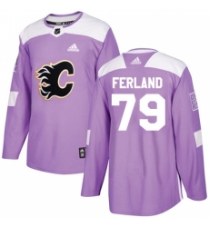 Men's Adidas Calgary Flames #79 Michael Ferland Authentic Purple Fights Cancer Practice NHL Jersey