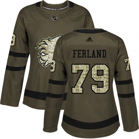 Women's Reebok Calgary Flames #79 Michael Ferland Authentic Green Salute to Service NHL Jersey Women's Reebok Calgary Flames #79 Michael Ferland Authentic Green Salute to Service NHL Jersey