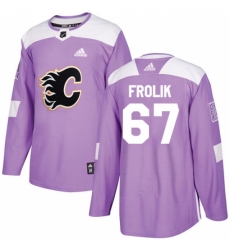 Men's Adidas Calgary Flames #67 Michael Frolik Authentic Purple Fights Cancer Practice NHL Jersey