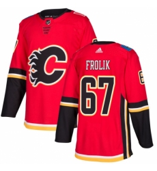 Men's Adidas Calgary Flames #67 Michael Frolik Authentic Red Home NHL Jersey
