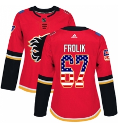 Women's Adidas Calgary Flames #67 Michael Frolik Authentic Red USA Flag Fashion NHL Jersey