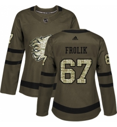 Women's Reebok Calgary Flames #67 Michael Frolik Authentic Green Salute to Service NHL Jersey