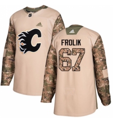 Youth Adidas Calgary Flames #67 Michael Frolik Authentic Camo Veterans Day Practice NHL Jersey