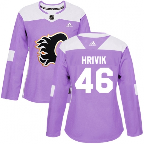 Women's Reebok Calgary Flames #46 Marek Hrivik Authentic Purple Fights Cancer Practice NHL Jersey Women's Reebok Calgary Flames #46 Marek Hrivik Authentic Purple Fights Cancer Practice NHL Jersey