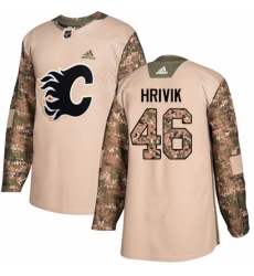 Youth Adidas Calgary Flames #46 Marek Hrivik Authentic Camo Veterans Day Practice NHL Jersey
