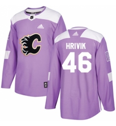 Youth Reebok Calgary Flames #46 Marek Hrivik Authentic Purple Fights Cancer Practice NHL Jersey