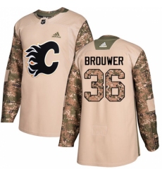 Men's Adidas Calgary Flames #36 Troy Brouwer Authentic Camo Veterans Day Practice NHL Jersey