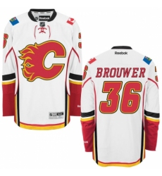 Men's Reebok Calgary Flames #36 Troy Brouwer Authentic White Away NHL Jersey