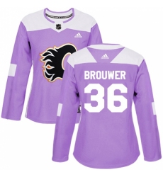 Women's Reebok Calgary Flames #36 Troy Brouwer Authentic Purple Fights Cancer Practice NHL Jersey