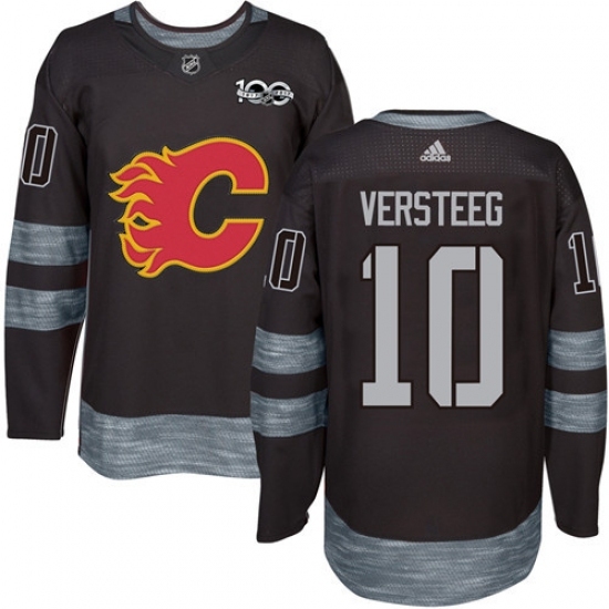Men's Adidas Calgary Flames #10 Kris Versteeg Authentic Black 1917-2017 100th Anniversary NHL Jersey Men's Adidas Calgary Flames #10 Kris Versteeg Authentic Black 1917-2017 100th Anniversary NHL Jersey