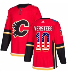 Men's Adidas Calgary Flames #10 Kris Versteeg Authentic Red USA Flag Fashion NHL Jersey