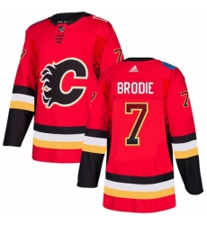 Men's Adidas Calgary Flames #7 TJ Brodie Authentic Red Drift Fashion NHL Jersey