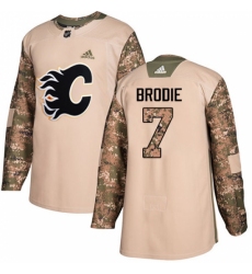 Youth Adidas Calgary Flames #7 TJ Brodie Authentic Camo Veterans Day Practice NHL Jersey