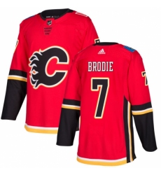 Youth Adidas Calgary Flames #7 TJ Brodie Authentic Red Home NHL Jersey