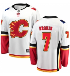 Youth Calgary Flames #7 TJ Brodie Fanatics Branded White Away Breakaway NHL Jersey