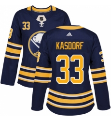 Women's Adidas Buffalo Sabres #33 Jason Kasdorf Authentic Navy Blue Home NHL Jersey