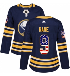 Women's Adidas Buffalo Sabres #9 Evander Kane Authentic Navy Blue USA Flag Fashion NHL Jersey