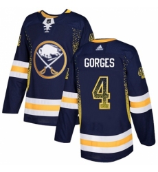 Men's Adidas Buffalo Sabres #4 Josh Gorges Authentic Navy Blue Drift Fashion NHL Jersey