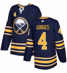 Men's Adidas Buffalo Sabres #4 Josh Gorges Authentic Navy Blue Home NHL Jersey