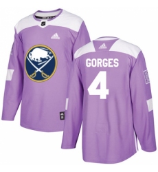 Men's Adidas Buffalo Sabres #4 Josh Gorges Authentic Purple Fights Cancer Practice NHL Jersey