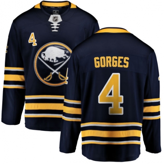 Men's Buffalo Sabres #4 Josh Gorges Fanatics Branded Navy Blue Home Breakaway NHL Jersey Men's Buffalo Sabres #4 Josh Gorges Fanatics Branded Navy Blue Home Breakaway NHL Jersey