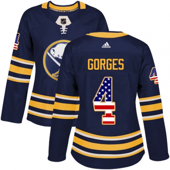 Women's Adidas Buffalo Sabres #4 Josh Gorges Authentic Navy Blue USA Flag Fashion NHL Jersey Women's Adidas Buffalo Sabres #4 Josh Gorges Authentic Navy Blue USA Flag Fashion NHL Jersey