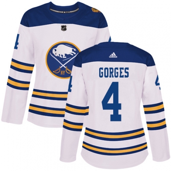 Women's Adidas Buffalo Sabres #4 Josh Gorges Authentic White 2018 Winter Classic NHL Jersey Women's Adidas Buffalo Sabres #4 Josh Gorges Authentic White 2018 Winter Classic NHL Jersey