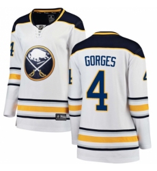 Women's Buffalo Sabres #4 Josh Gorges Fanatics Branded White Away Breakaway NHL Jersey