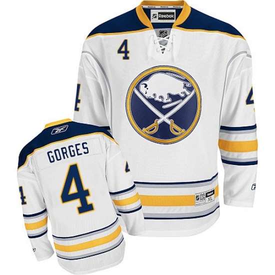 Women's Reebok Buffalo Sabres #4 Josh Gorges Authentic White Away NHL Jersey Women's Reebok Buffalo Sabres #4 Josh Gorges Authentic White Away NHL Jersey