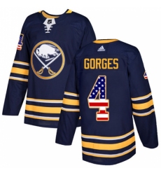Youth Adidas Buffalo Sabres #4 Josh Gorges Authentic Navy Blue USA Flag Fashion NHL Jersey