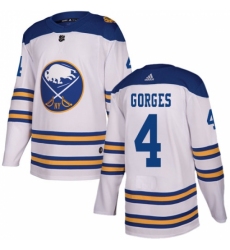 Youth Adidas Buffalo Sabres #4 Josh Gorges Authentic White 2018 Winter Classic NHL Jersey