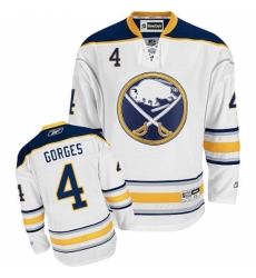 Youth Reebok Buffalo Sabres #4 Josh Gorges Authentic White Away NHL Jersey