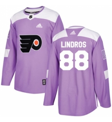Men's Adidas Philadelphia Flyers #88 Eric Lindros Authentic Purple Fights Cancer Practice NHL Jersey