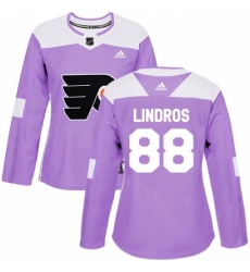 Women's Adidas Philadelphia Flyers #88 Eric Lindros Authentic Purple Fights Cancer Practice NHL Jersey