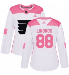 Women's Adidas Philadelphia Flyers #88 Eric Lindros Authentic White/Pink Fashion NHL Jersey