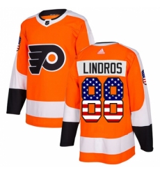 Youth Adidas Philadelphia Flyers #88 Eric Lindros Authentic Orange USA Flag Fashion NHL Jersey