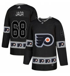 Men's Adidas Philadelphia Flyers #68 Jaromir Jagr Authentic Black Team Logo Fashion NHL Jersey