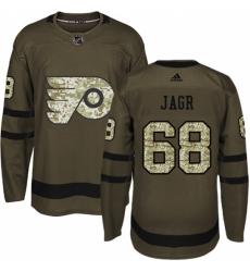 Men's Adidas Philadelphia Flyers #68 Jaromir Jagr Premier Green Salute to Service NHL Jersey