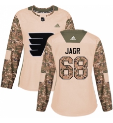 Women's Adidas Philadelphia Flyers #68 Jaromir Jagr Authentic Camo Veterans Day Practice NHL Jersey