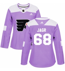 Women's Adidas Philadelphia Flyers #68 Jaromir Jagr Authentic Purple Fights Cancer Practice NHL Jersey