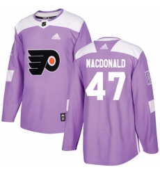Men's Adidas Philadelphia Flyers #47 Andrew MacDonald Authentic Purple Fights Cancer Practice NHL Jersey