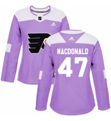 Women's Adidas Philadelphia Flyers #47 Andrew MacDonald Authentic Purple Fights Cancer Practice NHL Jersey