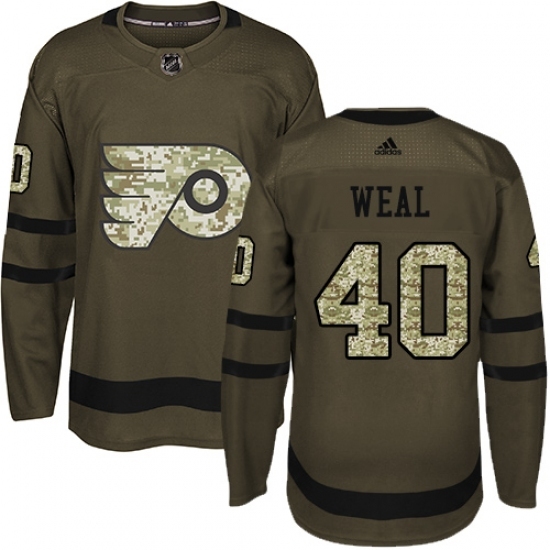 Men's Adidas Philadelphia Flyers #40 Jordan Weal Authentic Green Salute to Service NHL Jersey Men's Adidas Philadelphia Flyers #40 Jordan Weal Authentic Green Salute to Service NHL Jersey